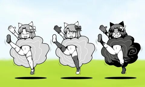 battle cats, censored, blush, can can dance, cat ears, catgirl, contrasting...