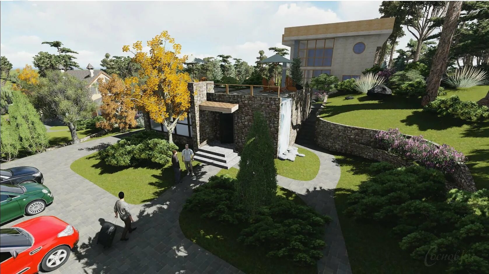 Сосновка ландшафтный. Растения с яйцевидной кроной. Современный ландшафт школы. Озеленение ландшафтный дизайн. Сосновка ландшафтный.