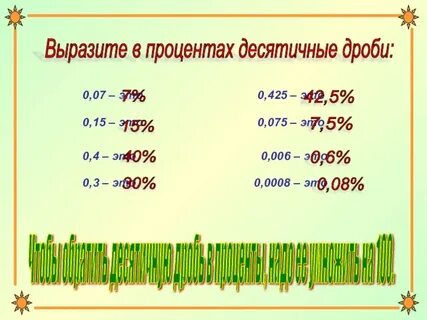 Запишите проценты в виде десятичной дроби 7