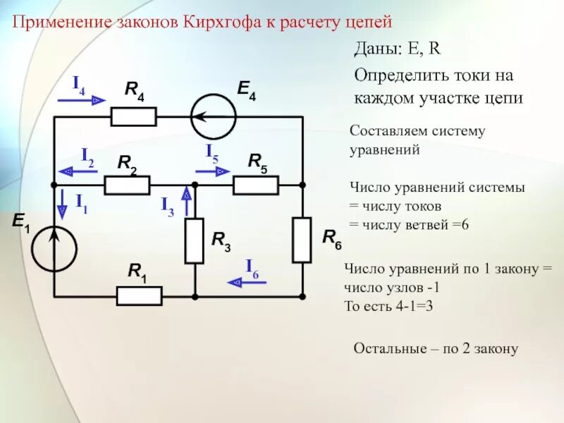 По первому закону Кирхгофа: i1 i2 + i3-5. Метод расчета электрических цепей методом правил Кирхгофа. Закон Кирхгофа для электрической цепи. 1. Электрическая цепь постоянного тока: элементы цепи.