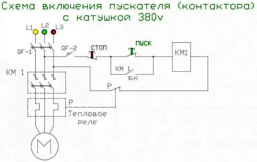 Схема включения пускателя с катушкой на 380 вольт. Схема подключения пускателя через кнопку пуск стоп 380. Схема подключения магнитного пускателя 380 вольт. Схема подключения магнитного пускателя с катушкой на 380 вольт. Схема пуск стоп двигателя