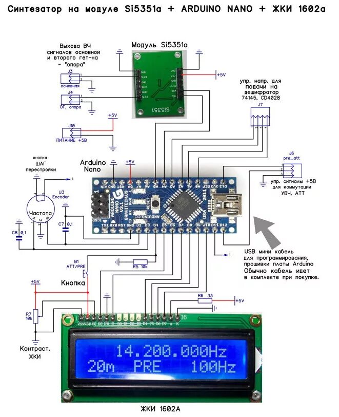 Схема подключения платы si5351 РАДИО для ВСЕХ (UR3IQH) SDR приёмник конструкции Юрия (UT3MK) и Александра (US