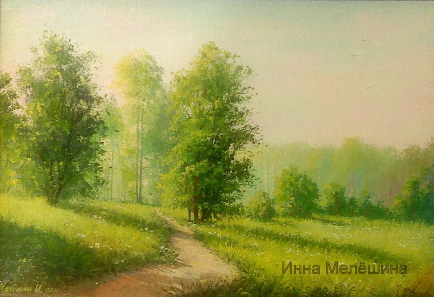 солнечная картина пейзаж. солнечная картина пейзаж. весна в деревне. пейзаж маслом. художник johan krouthen.