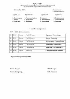 Программа соревнований это