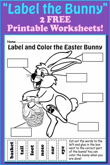 Easter Worksheets. Easter Bunny Worksheets. Easter tasks for Kids. Easter Bunny Worksheets for Kids. Use the words to label the