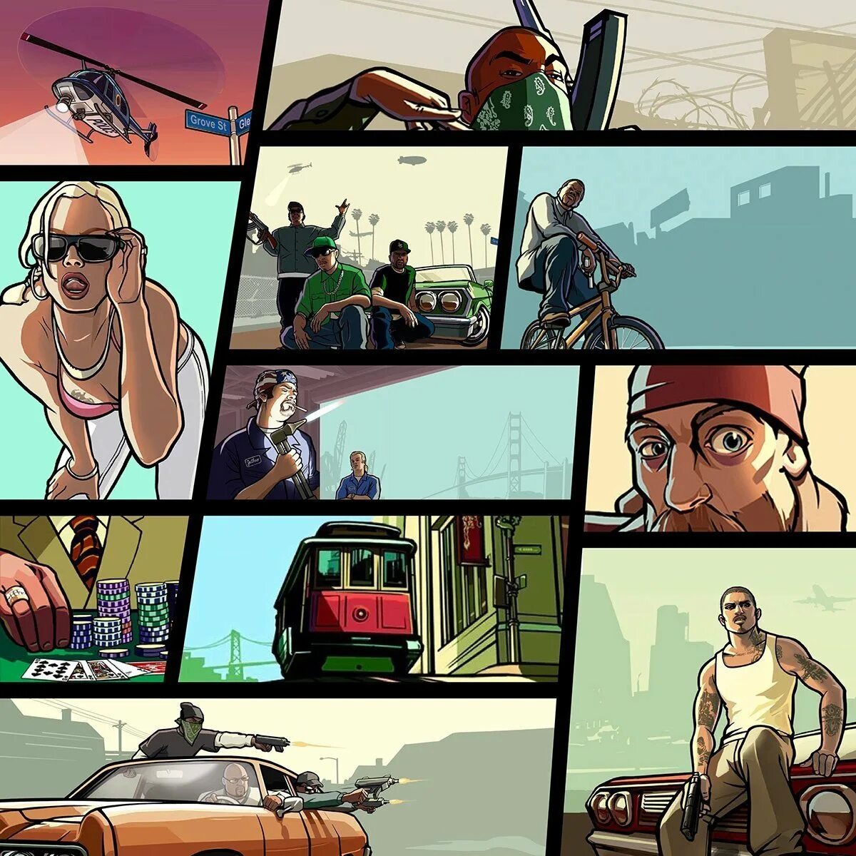 Гта через плей маркет. Grand Theft auto санандрес. ГТА Сан Сиджей Art. Обои ГТА Сан андреас Сиджей. Сиджей Свит Биг Смоук и Райдер.