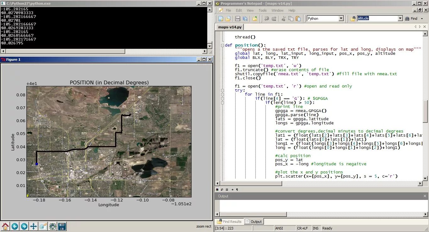 AGPS программа. Map в питоне. Python code - NMEA GPS data. Переводчик GPS track Editor.