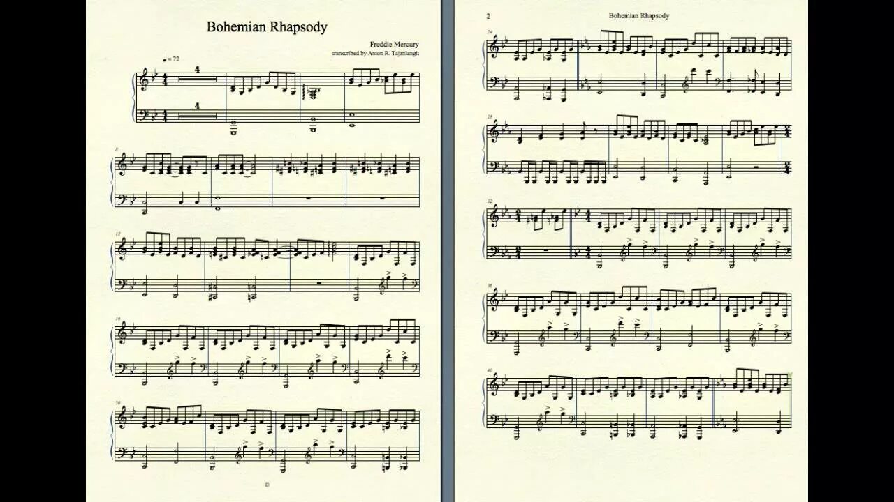 Рапсодия любви текст песни. Богемная рапсодия Ноты для фортепиано. Богемская рапсодия Ноты. Bohemian Rhapsody Ноты для пианино. Богемская рапсодия партитура.