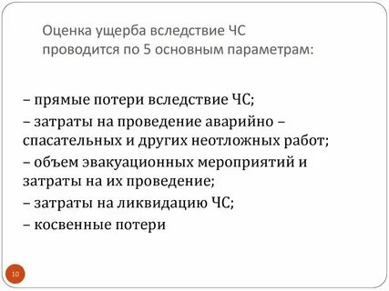 Материальный ущерб при федеральной чрезвычайной ситуации