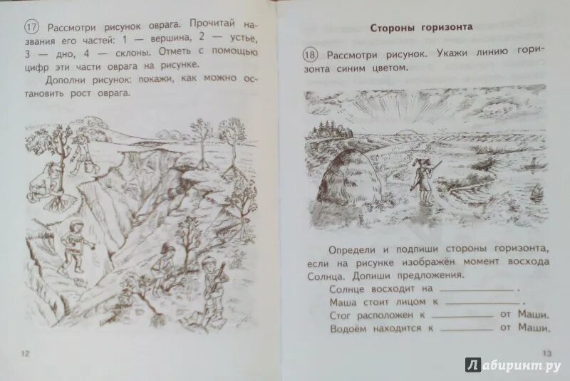 Рассмотри рисунок дополни текст. Рассмотри рисунки прочитай. Рассмотри рисунок оврага прочитай названия. Подпиши части оврага. Овраг это 3 класс окружающий мир.