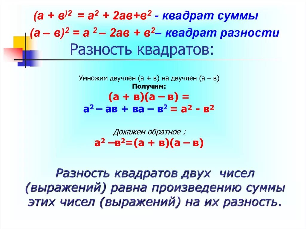 Ав квадрате б в квадрате. Разложить квадрат разности. Квадрат разности примеры с решениями. Как раскладывается квадрат разности. Разность квадратов двух выражений.