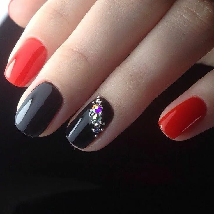 red & black chinese symbol nails - love Nails, Square nails, Cute nail art