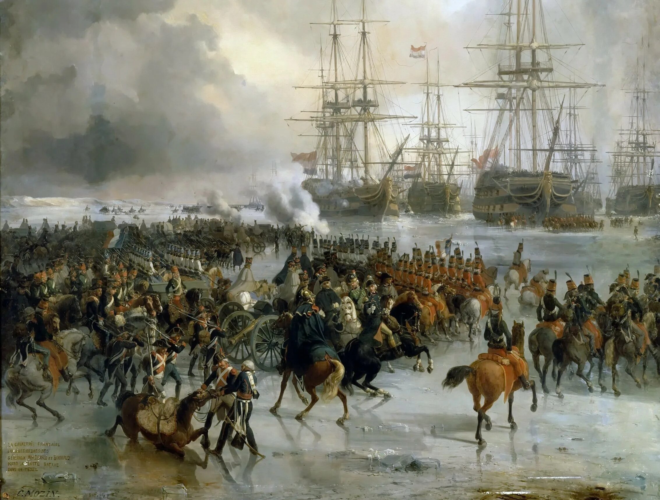 Захват голландского флота в ден-Хелдере. Захват флота кавалерией. Завоевание французами Голландии 1795.