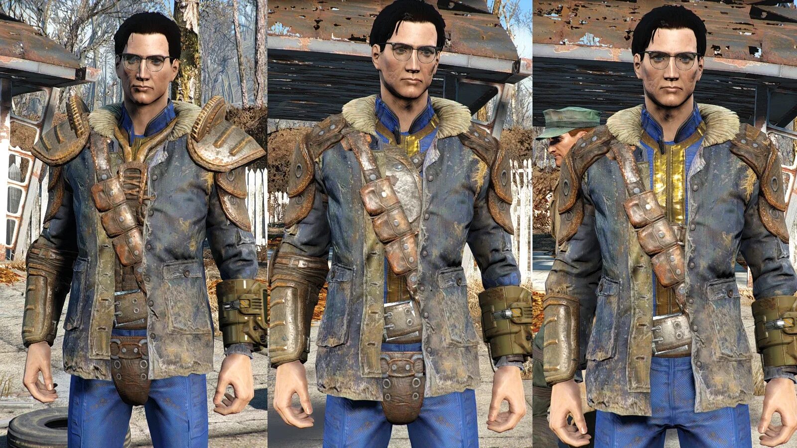 Fallout 4 кожа. Фоллаут 4 кожаная броня. fallout 4 кожаная броня тяжёлый комплект. фоллаут 4 кожаный плащ. кожаная броня fallout 4 тяжёлый комплект id.