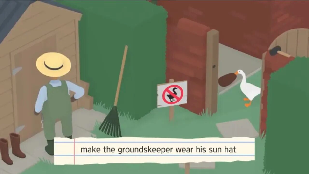 Как заставить садовника надеть шляпу от солнца. Untitled goose game the groundskeeper. как заставить надеть шляпу садовника. заставить садовника надеть свою шляпу от солнца. как в игре про гусей заставить садовника надеть шляпу.