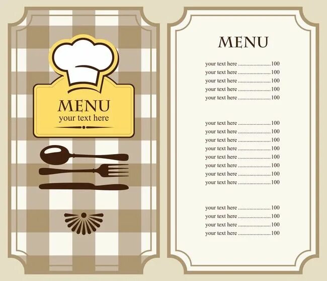 Меню красивое оформление шаблон Simple Menu Template Google Docs