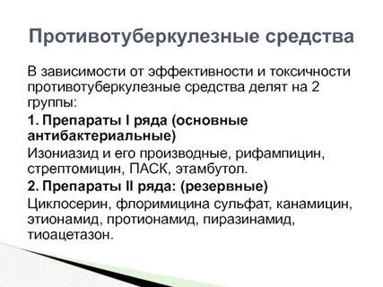 Противотуберкулезные препараты