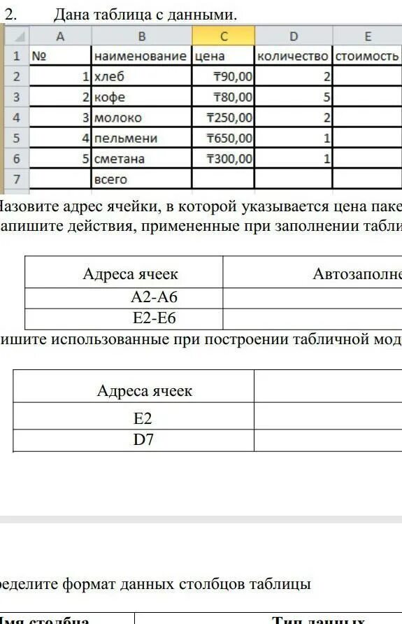 Запишите примеры адресов ячеек Презентация адресация в электронных таблицах