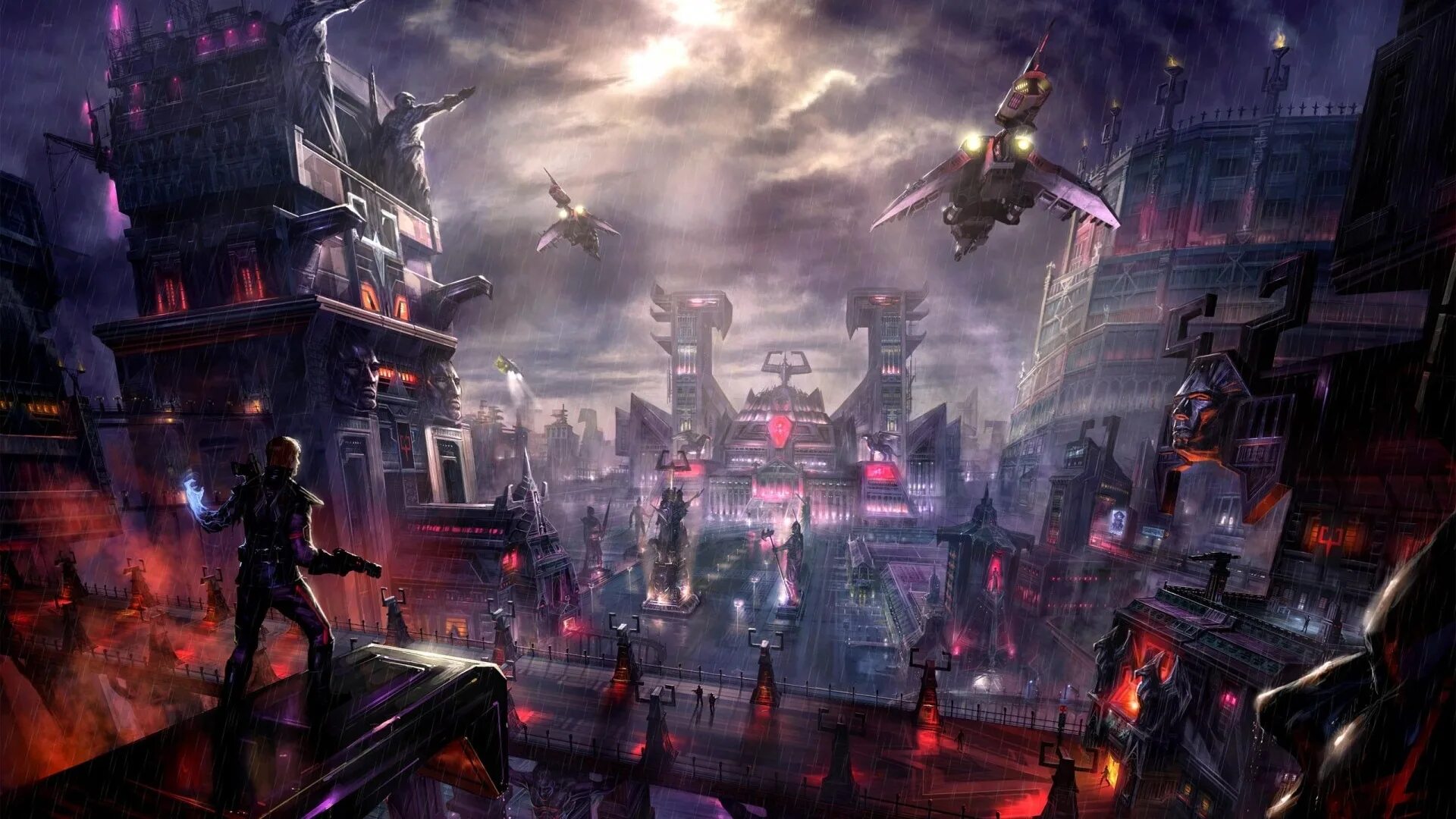 Пугающее будущее. Cyberpunk concept art город. мрачное будущее. город арт. фантастический город.