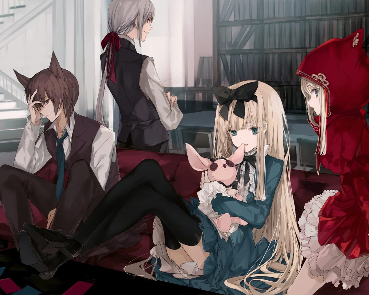 Final fantasy 15 ноктис и луна. Две девушки два парня арт. Две девушки два парня арт. Аниме друзья. Аниме два парня и девушка.