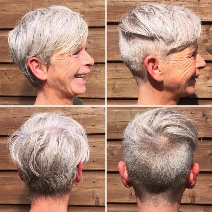Женские короткие стрижки после 50 затылок Tapered Feathered Pixie over 60 Short hair styles, Short hairstyles for women, S