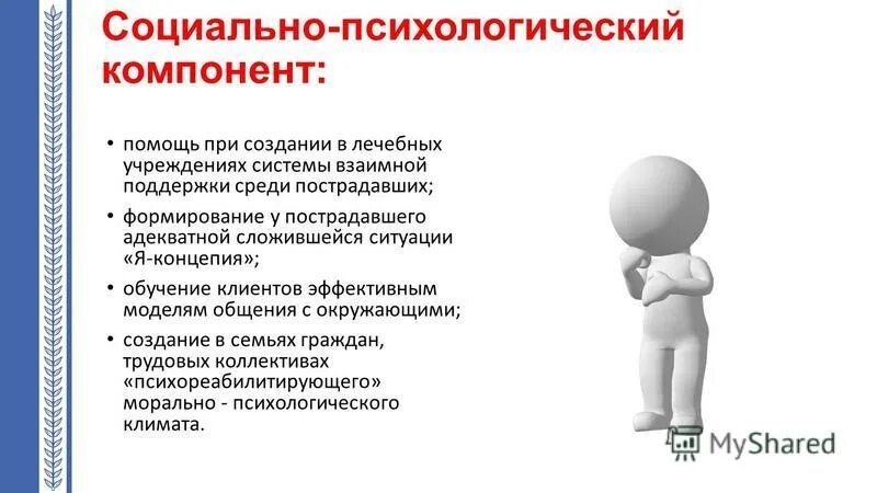 Составляющие психологической помощи. Социально-психологические компоненты. компоненты психологической поддержки. социально психологическая модель общения. социально-личностная компонент.