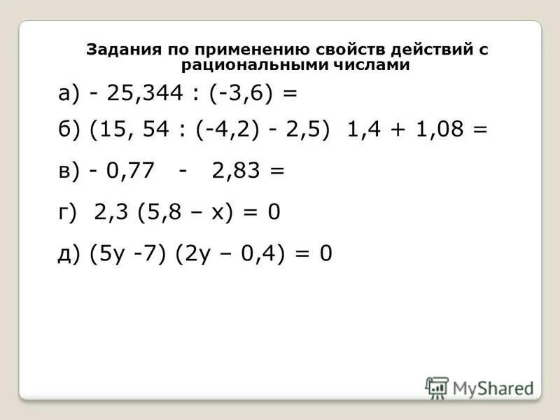 Действия с рациональными числами презентация