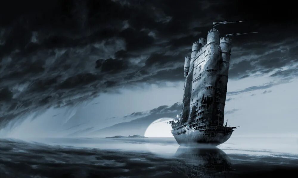 Ужасные корабли. Октавиус корабль призрак. Художник Джордж Грие. Джордж Грие замок. Джордж Грие Восход полной Луны.