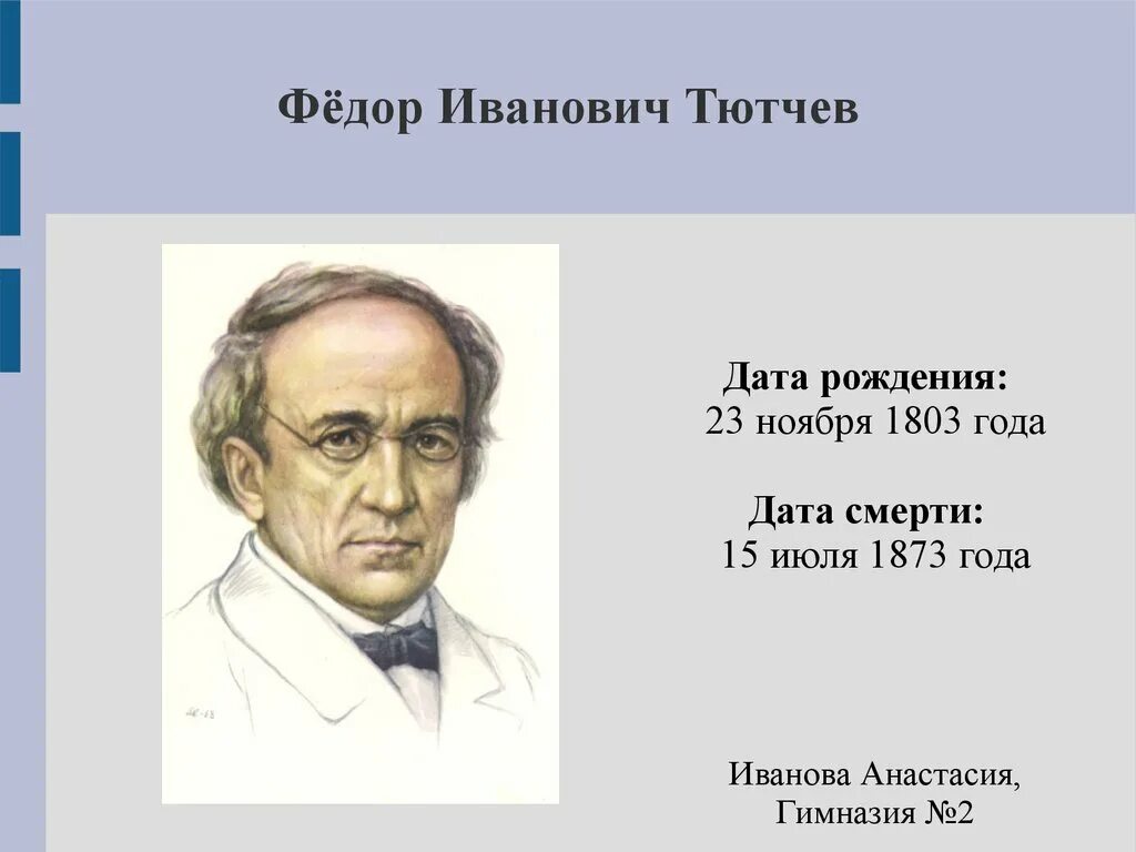 Рождение тютчева. Фёдор Иванович Тютчев. Ф И Тютчев годы жизни.