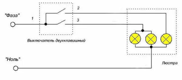 Подключить двухклавишный выключатель три провода. Схема подключения четырех ламп на двойной выключатель. Схема подключения двойного выключателя на 3 лампочки. Двухклавишный выключатель подключение на две лампочки схема. Схема подключения 3 ламп на двойной выключатель.