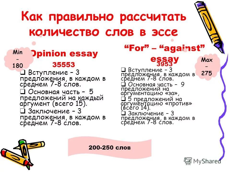 Сколько слов в предложении правило