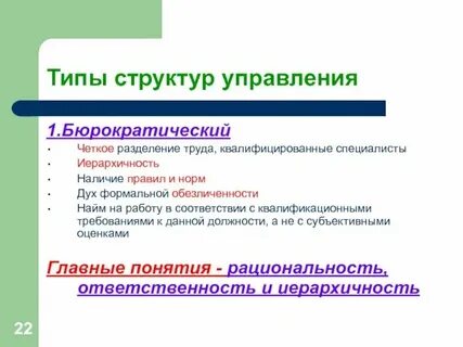 Организационная структура относящаяся к бюрократическому типу