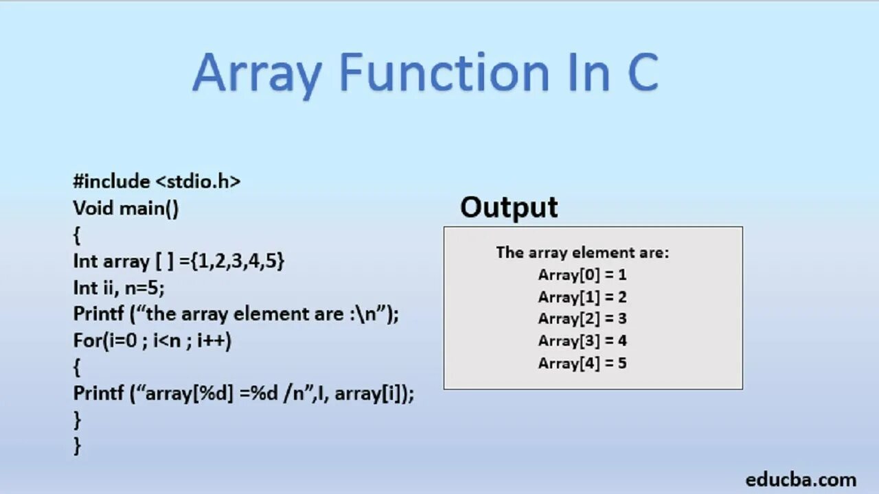Array function. Arrays in c. In_array. Array c language.
