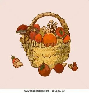 Рисуем корзину с грибами