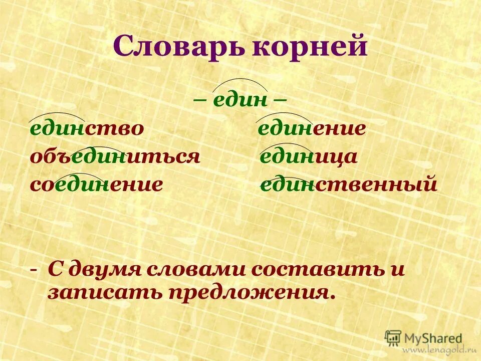 Слова с корнем един. Словарь однокоренных слов. Однокоренные слова с корнем един.