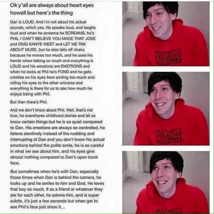 How are john and phil. Dan and phil looking at each other.