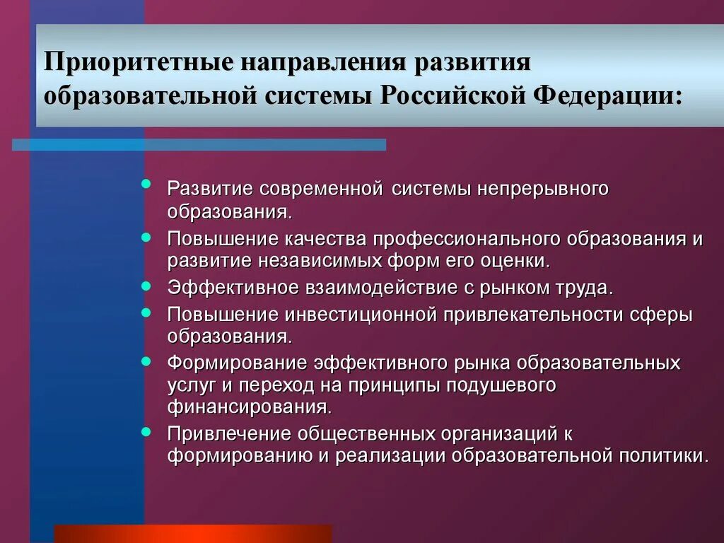 Деятельностью образовательной организации является. Приоритетные направления развития образования. Приоритетное направление развития профессионального образования:. Приоритетные направления в образовании. Основные направления образования в России.