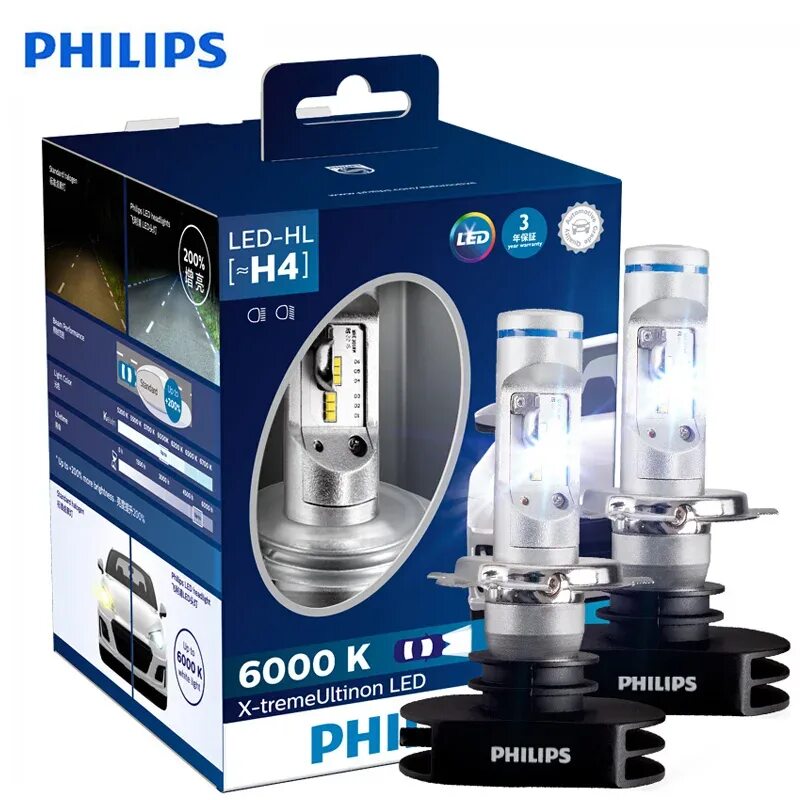 Филипс авто. Philips Xtreme Ultinon led h4. Philips h4 Ultinon led. Philips h4 Ultinon led 6200k. H7 x-treme Ultinon Philips.