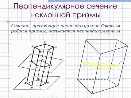 Перпендикулярным сечением является плоскость