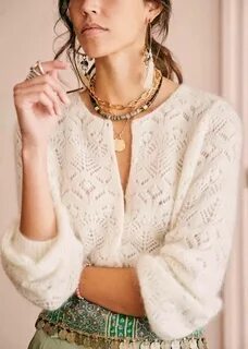 Ажурная французская кофточка спицами
