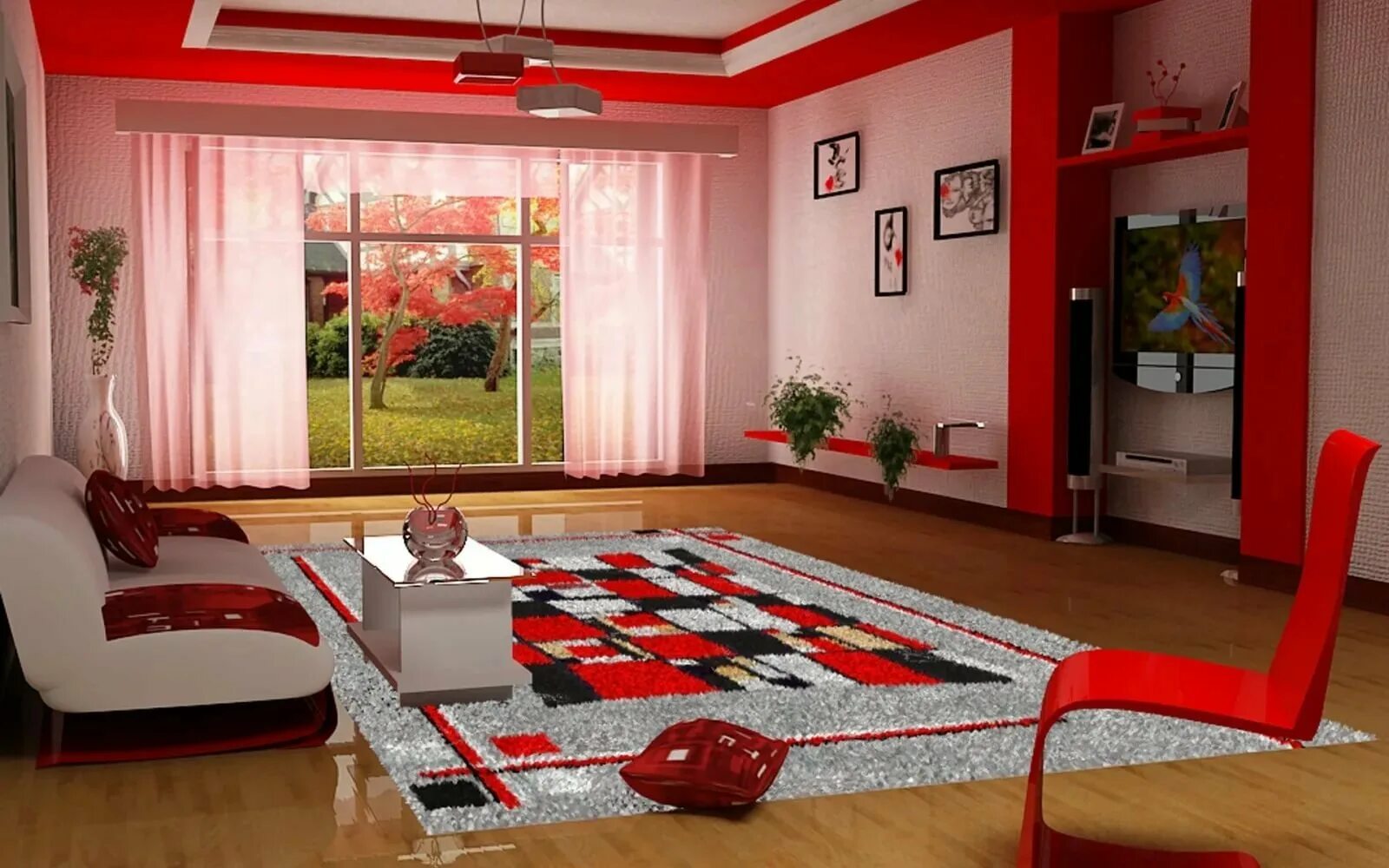 Красный ковер в интерьере гостиной. Интерьер в красных тонах. Красная гостиная. Гостиная в красно белом цвете. Купить жилье в красном