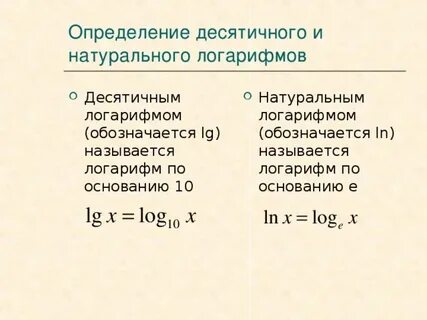 Какой логарифм называется натуральным