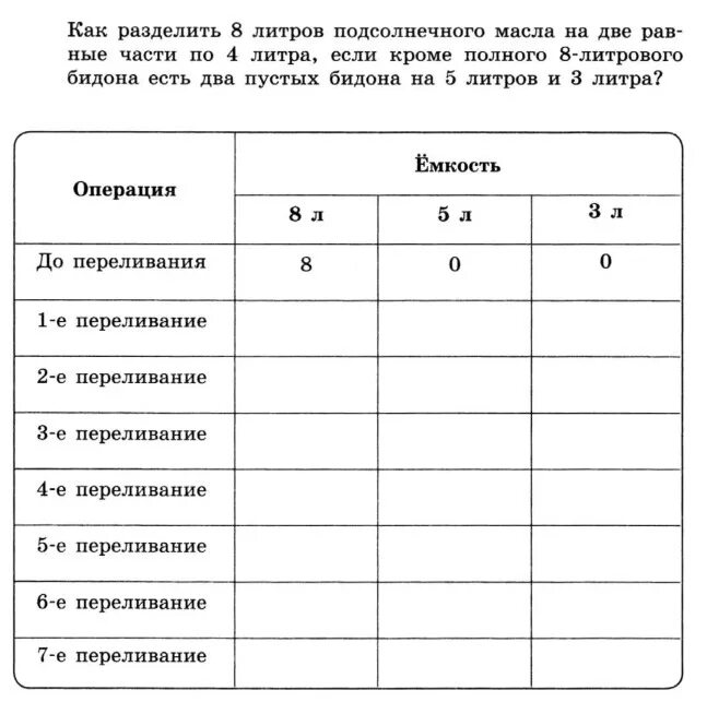 То на что делят 8 букв. Как разделить 8 литров под. Задачи на переливание по информатике. Как разделить 8 литров подсолнечного. Задачи на переливание.