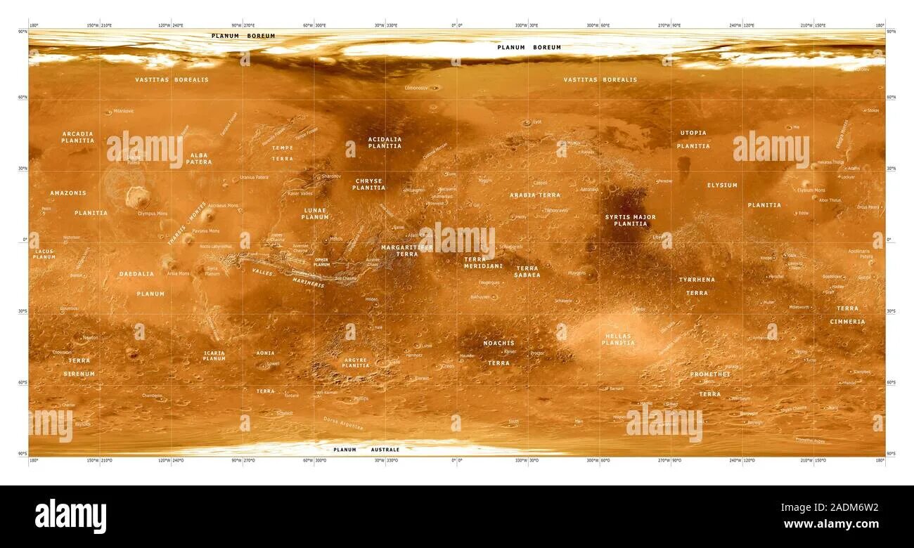Карта марса на русском. Карта Марса. Топографическая карта Марса. Гипсометрическая карта Марса. Карта Марса с названиями местности.