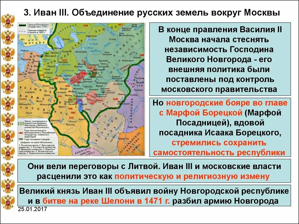 Объединение русских земель вокруг москвы пересказ. Завершение объединения русских земель вокруг Москвы при Иване 3.