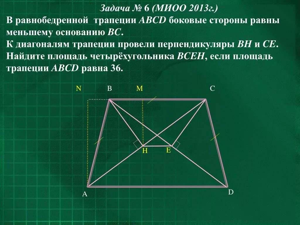 Диагонали четырехугольника. Равнобедренная трапеция ABCD. Диагонали четырехугольника перпендикулярны. Перпендикуляр в равнобедренной трапеции.