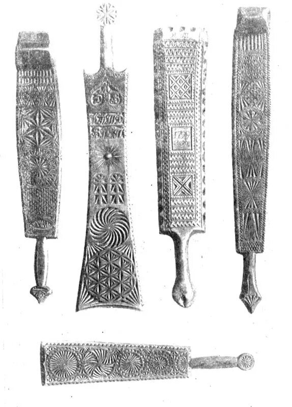 Wooden tools: wash paddles, scutchers Прялка, Резьба по дереву, Столярные работы