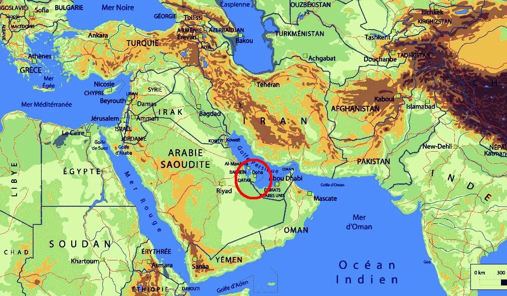 Страна где она стоит. Государство Катар на карте. Катар и Саудовская Аравия на карте. Катар на карте ближнего Востока.