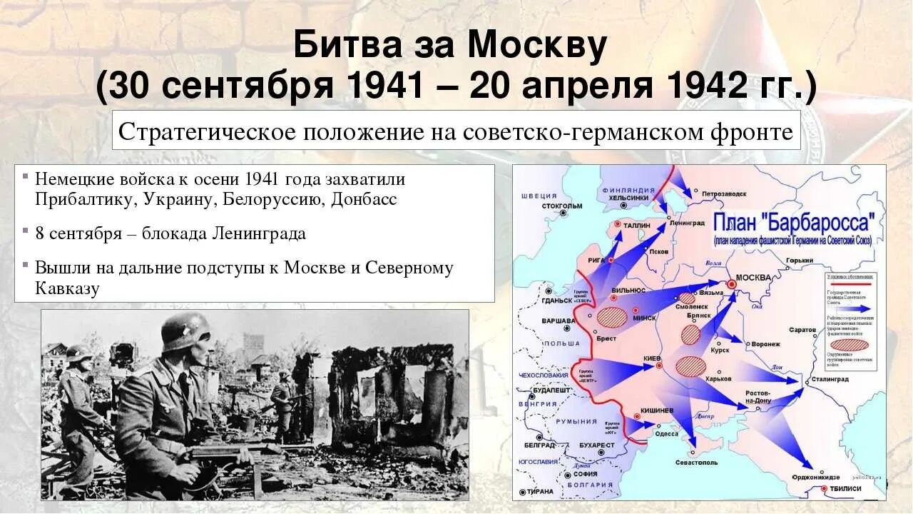 Завершение военной операции. Московская битва 30 сентября 1941 20 апреля 1942 г. 30 Сентября 1941 началась битва за Москву. 20 Апреля 1942 года завершилась битва за Москву. 30 Сентября – 20 апреля 1942 года - битва под Москвой.