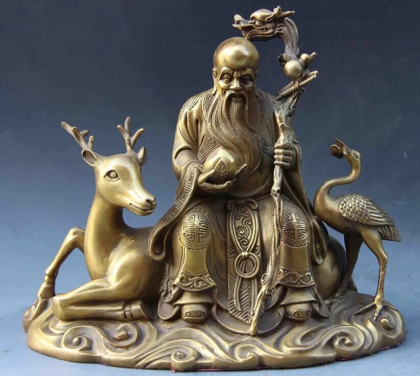 Статуэтка Шоусин Бог долголетия. Скульптура Бог долголетия Шоусин. Китайский Бог долголетия. Китайские боги латунь.